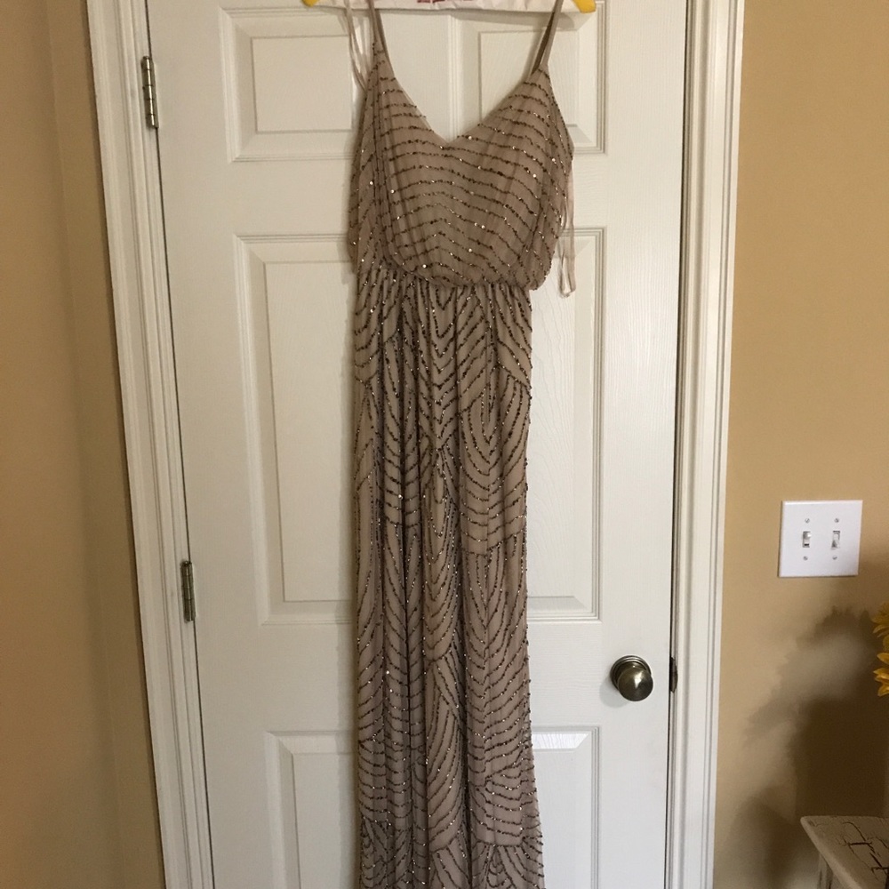 Long nude beaded dress!
